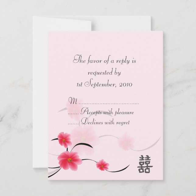 Placa RSVP Flor Rosa Flor Dupla Felicidade (Frente)