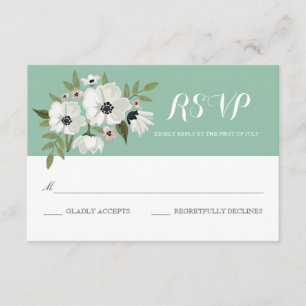 Placa RSVP Floral adorável - menta