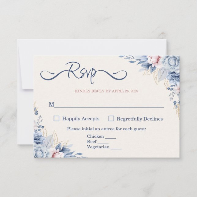 Placa RSVP Floral Azul (Frente)