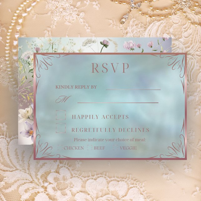 Placa RSVP Floral Azul Elegante (Criador carregado)