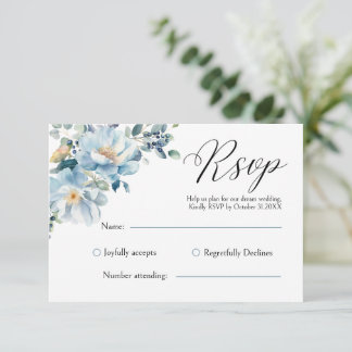 Placa RSVP Floral Botânica Dusty Blue