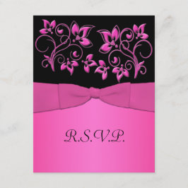 Placa RSVP Floral, Cor-de-Friso, em preto-e-rosa