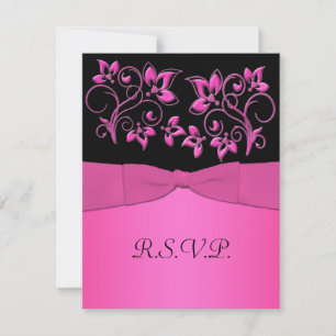 Placa RSVP Floral, Cor-de-Friso, em preto-e-rosa
