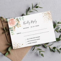 Placa RSVP floral cor-de-rosa penteada de eucalipt