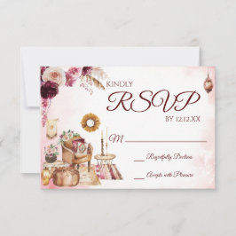 Placa RSVP Floral de Boho Watercolor