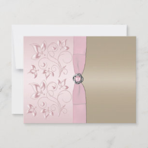 Placa RSVP Floral de Champanhe e Rosa-Blush