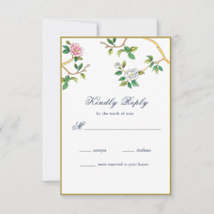 Placa RSVP Floral de Chinoiserie Elegante