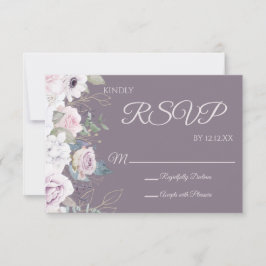 Placa RSVP Floral de Cores Aquáticas Douradas Viol