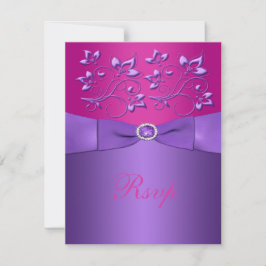 Placa RSVP Floral de Fúcsia Roxo-Roxo IMPRESSA
