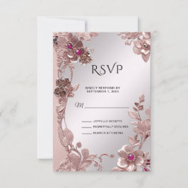 Placa RSVP Floral de Ornamentado Rosa