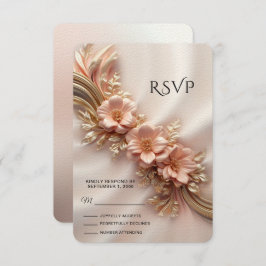 Placa RSVP Floral de Pêssego Laranja Elegante