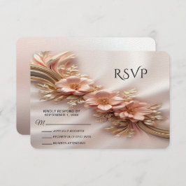 Placa RSVP Floral de Pêssego Laranja Elegante