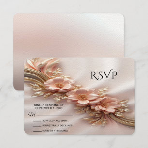 Placa RSVP Floral de Pêssego Laranja Elegante
