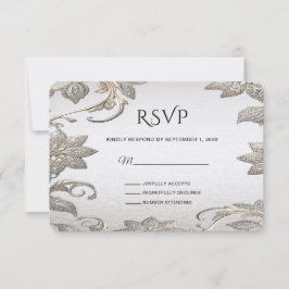 Placa RSVP Floral de Prata Dourada