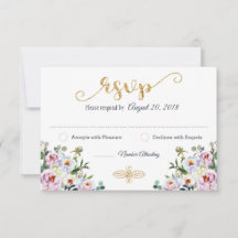 Placa RSVP Floral do Marinho Boho Peony Dourada n 