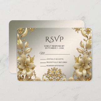 Placa RSVP Floral do ouro