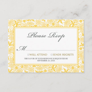 Placa RSVP Floral do rico (amarelo-limão)
