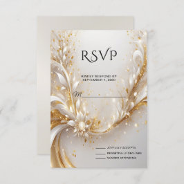 Placa RSVP Floral Dourada branca