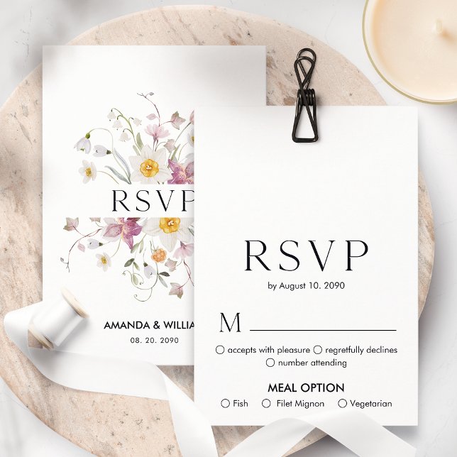 Placa RSVP Floral Elegante | Cartão de Resposta de (Criador carregado)