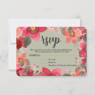 Placa RSVP Floral Elegante Rosa E Pêssegada