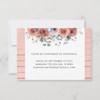 Placa RSVP Floral Espanhol, Blush e Dusty Blue