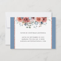 Placa RSVP Floral Espanhola, Azul Dusty e Blush