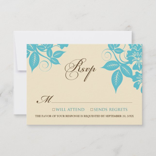 Placa RSVP Floral Moderna Aqua/Chocolate (Frente)