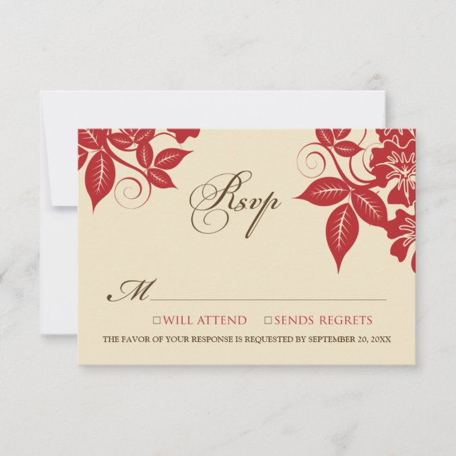 Placa RSVP Floral Moderna Red/Chocolate (Frente)