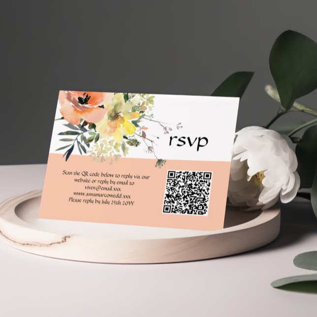 Placa RSVP Floral Peach (Criador carregado)