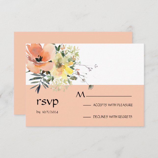 Placa RSVP Floral Peach (Frente/Verso)