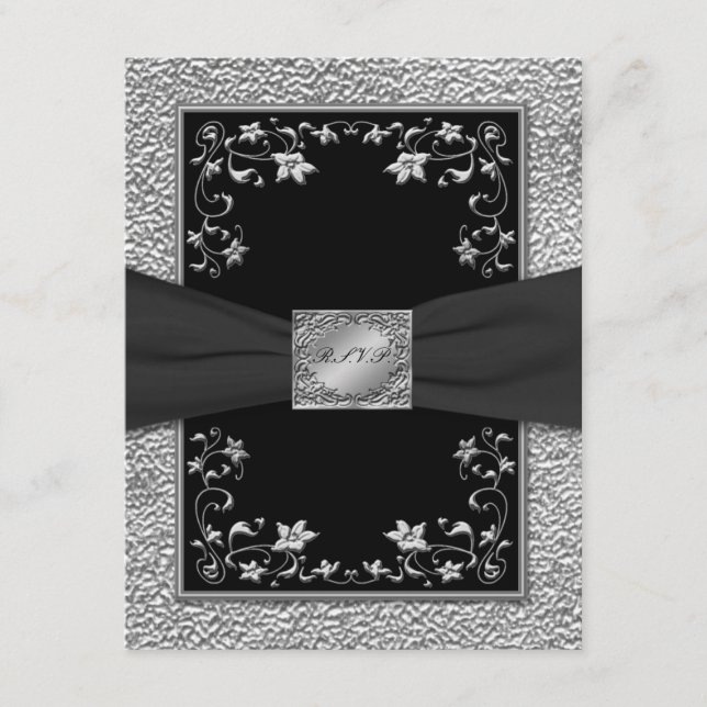 Placa RSVP Floral Preta e para Geração (Frente)