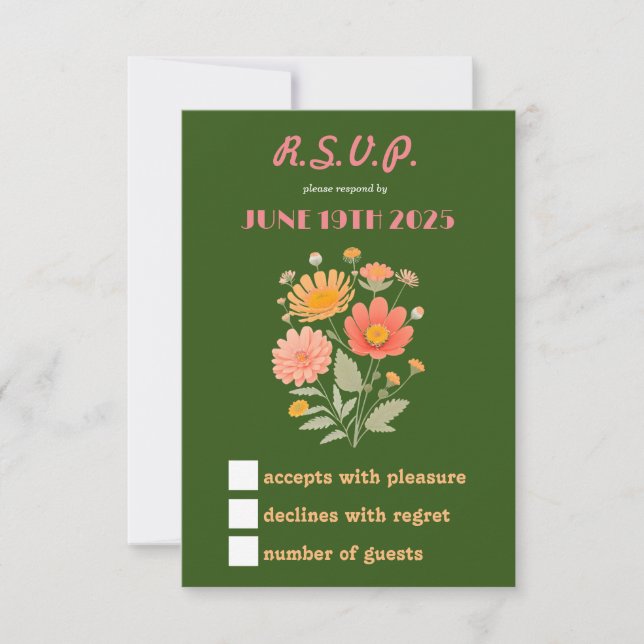 Placa RSVP Floral Retroativa Vibrante (Frente)