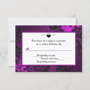 Placa RSVP Floral RPúrpura, Preta e Branca