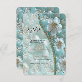 Placa RSVP Floral Teal White