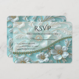 Placa RSVP Floral Teal White