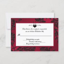 Placa RSVP Floral Vermelha e Preta Gótica