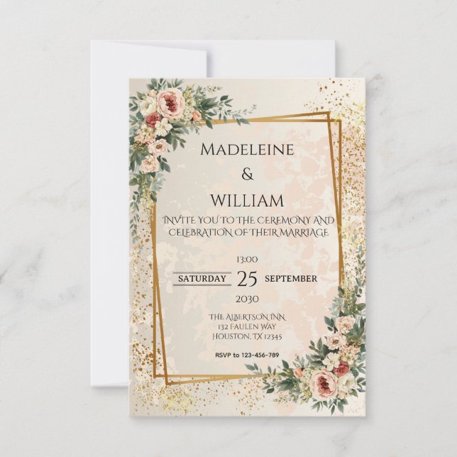 Placa RSVP FloralWedding de Jardim de Luxo Elegant (Frente)