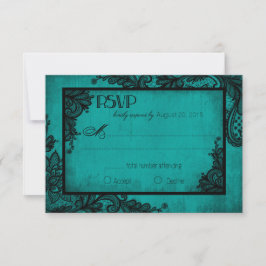 Placa RSVP Gótica de rendas lacrimogêneas e pretas