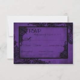 Placa RSVP Gótica de rendas roxas e pretas