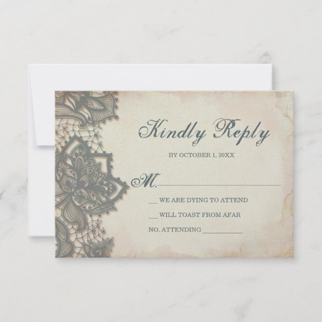 Placa RSVP Halloween - Lace gótico (Frente)