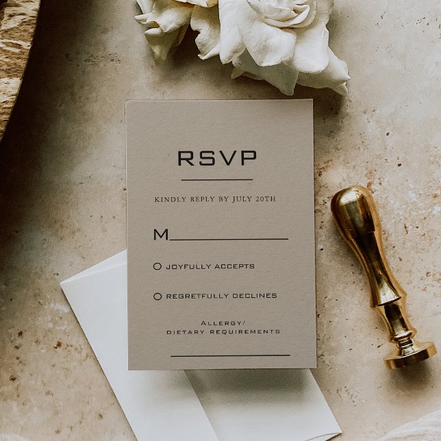 Placa RSVP Kraft formal simples (Criador carregado)