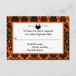Placa RSVP Laranja Gótica e Damasco Preto