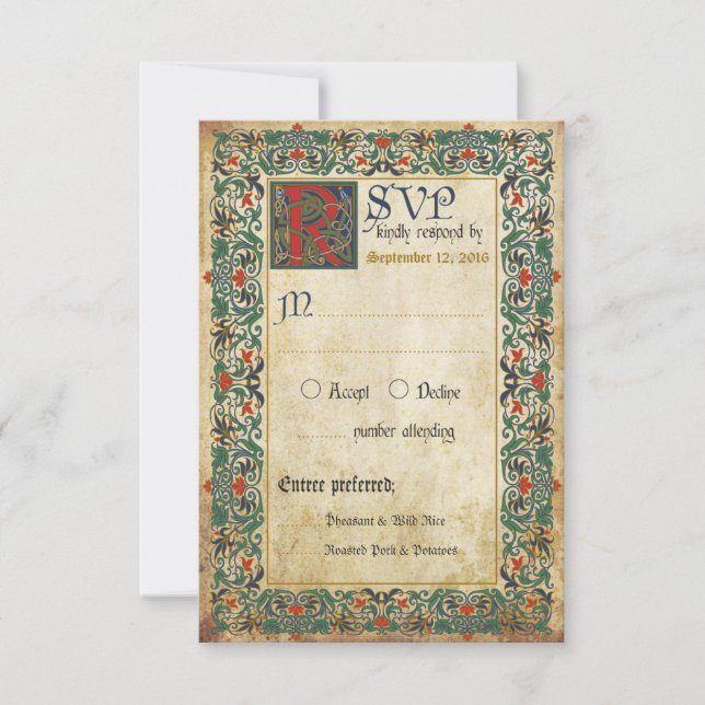 Placa RSVP Manuscrita Medieval (Frente)