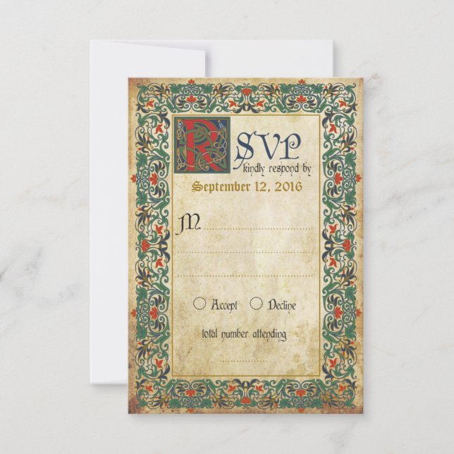 Placa RSVP Manuscrita Medieval (Frente)