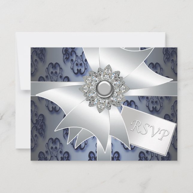 Placa RSVP marinho Blue Damask (Frente)