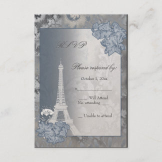 Placa RSVP metálica de ouro de torre Eiffel