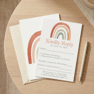 Placa RSVP mínima do chá de fraldas arco-íris