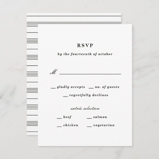 Placa RSVP Náutica do Nó Ilustrada - Preto (Frente/Verso)