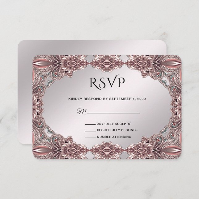 Placa RSVP Ornamental Rosa (Frente/Verso)