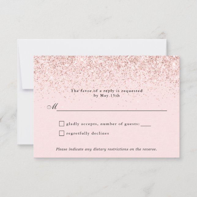 Placa RSVP Personalizada de Confetti Glitter Cor-d (Frente)